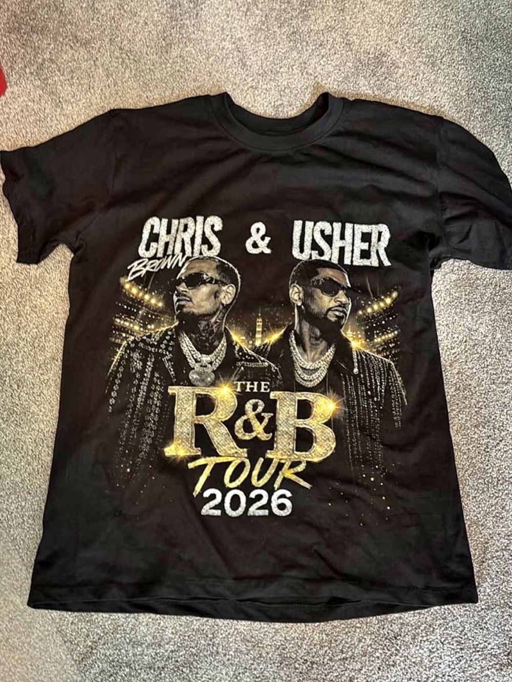 New Chris Brown & Usher Black R&B Tour 2026 Graphic Tee (Size Womens Large)